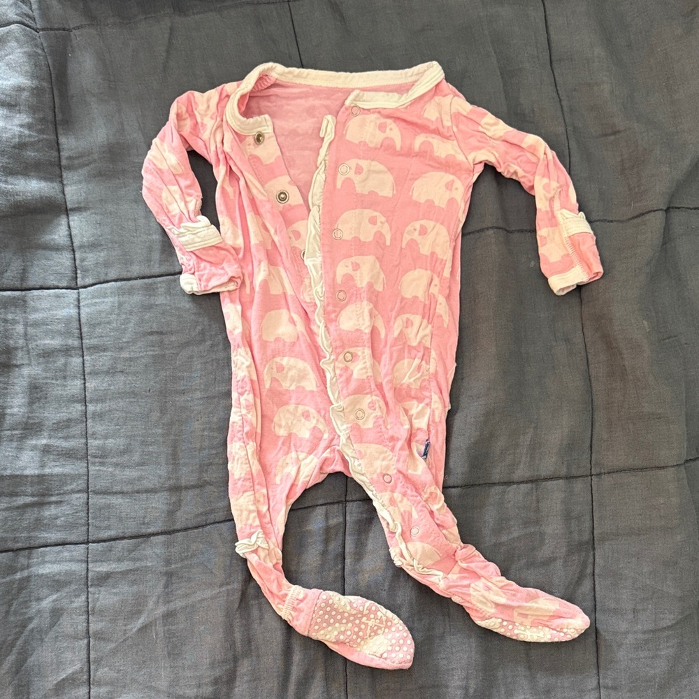 Kickee Pants Pink Elephant Kids Footie